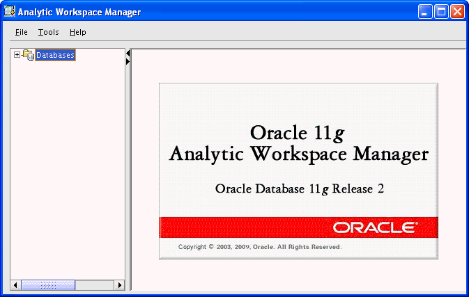 Analytic Workspace Manager splash screen