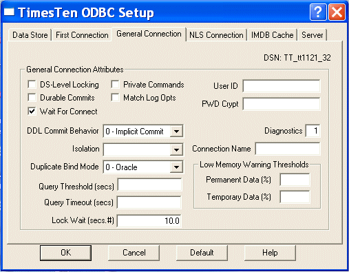 General connection attributes